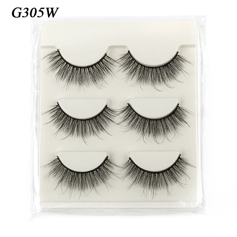 ögonfransar 3 par lösögonfransar naturliga långa 3D minkfransar mjuka fluffiga spetsiga handgjorda lösögonfransar ögonmakeup verktyg maquiagem
