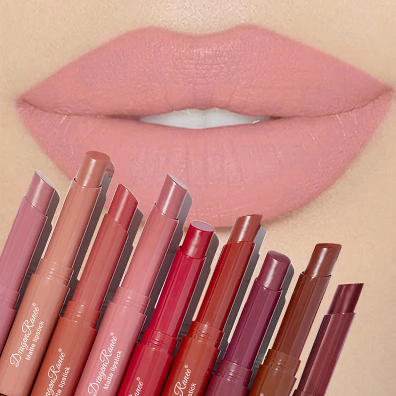 Nude Matte Läppstift Vattentäta Nude Rosa Läppstift Bleknar Inte Sexiga Röda Sammets Läppstift för Kvinnor Makeup Hållbar Läppkosmetika