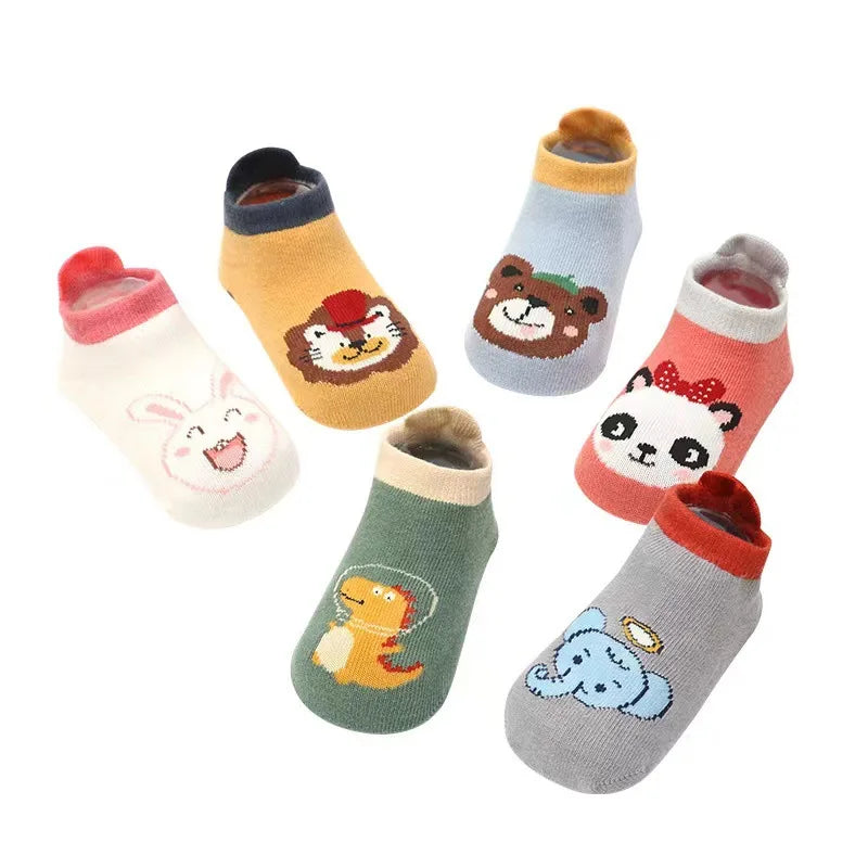 Halkfria babysockor, mjuka, halkfria golvsockor för nyfödda och spädbarn med gummigrepp för 0-5 år, bomullssockor för baby