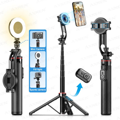 AXNEN C20 Magnetisk Selfie-Stativ Utdragbart För Mobiltelefonfotografering Med Fjärrkontroll 1/4" Gänga För Actionkamera Ringlampa