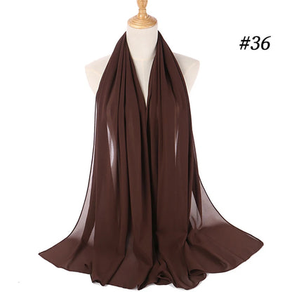 Muslimsk chiffong hijab kvinnor bubbelchiffong halsduk för kvinnor damer slöja muslimsk islam enfärgad malaysisk muslimsk wrap halsdukar
