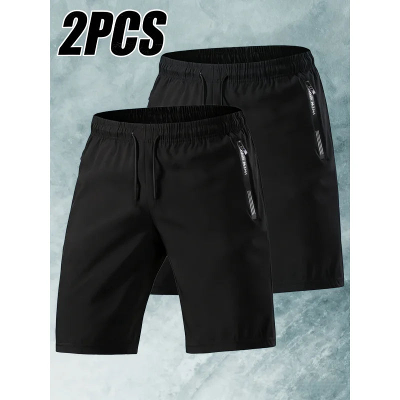 Sommar Herr 2-pack Herr Utomhussport Issiden Snabbtorkande Shorts Gym Löpning Tunn Version Tennis Sweatsuit Strand Herrshorts