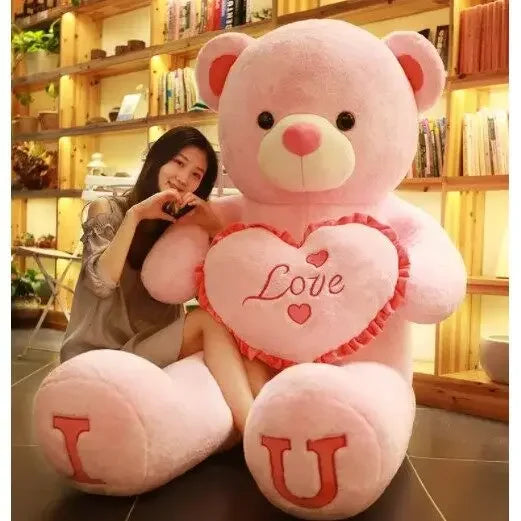 80/100cm Stor LOVE Bear Plyschleksak Härlig Enorm Uppstoppad Mjuk Björndocka Älskarbjörn Barnleksak Flickvän Alla hjärtans dag Födelsedagspresenter