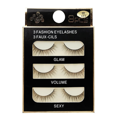 ögonfransar 3 par lösögonfransar naturliga långa 3D minkfransar mjuka fluffiga spetsiga handgjorda lösögonfransar ögonmakeup verktyg maquiagem