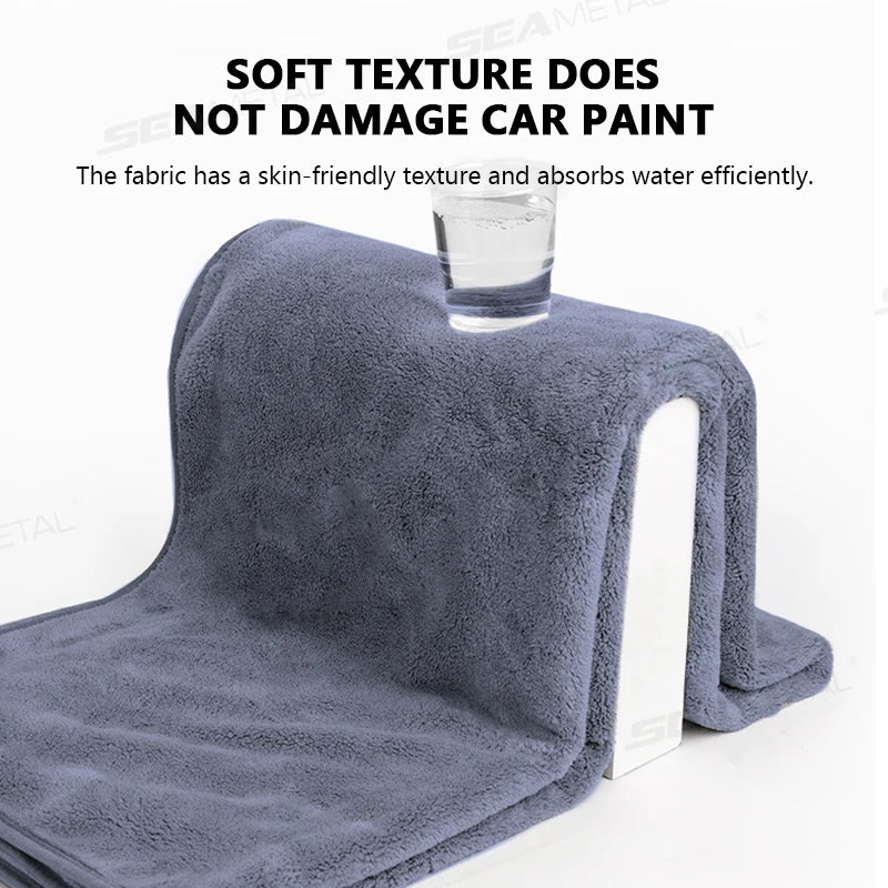 SEAMETAL Mikrofiber Biltvättduk 160x60cm Stor Stor Rengöringsduk Hög Vattenabsorberande Förtjockad Mjuk Tvättduk