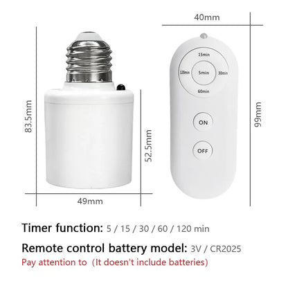 E27 skruvfjärrkontroll lamphuvud intelligent timer AC85-265V lamphållare 5-växlad timerbrytare LED-lamphållare miljö