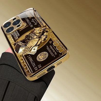 Kreativt ”Wealth Pattern”-mönster, guldmetallicfärgat glasfodral till iPhone 17, 16, 15, 14, 13, 12, 11 Pro Max, 15, 14 Plus, 17 Air och 16E