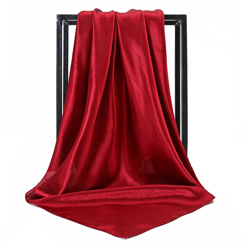 Mode 90*90cm Enfärgad Fyrkantig Halsduk Konst Imiterad Sidensjal Elegant Blommig Huvud Hals Hårband Dam Dam Flickor Halsduk
