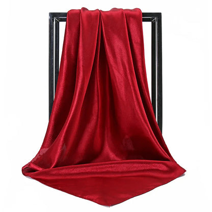 Mode 90*90cm Enfärgad Fyrkantig Halsduk Konst Imiterad Sidensjal Elegant Blommig Huvud Hals Hårband Dam Dam Flickor Halsduk