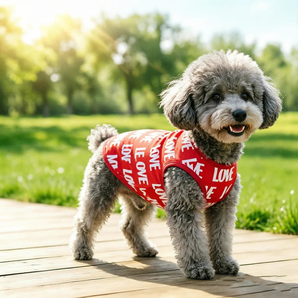 Söt tryckt hundkylande väst för små och medelstora hundar och katter, andningsbar, bekväm sommarvalp, mopskläder, kostym