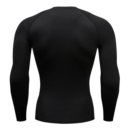 Herr kompressionströja med lång ärm, snabbtorkande, muskeltröja, sporttröja för träning, bodybuilding, löpning, fitness, sport