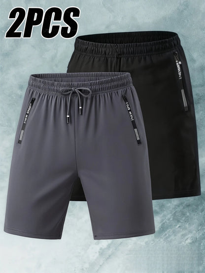 Sommar Herr 2-pack Herr Utomhussport Issiden Snabbtorkande Shorts Gym Löpning Tunn Version Tennis Sweatsuit Strand Herrshorts