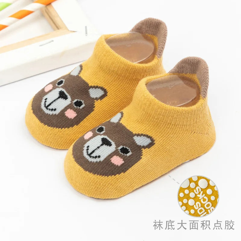 Halkfria babysockor, mjuka, halkfria golvsockor för nyfödda och spädbarn med gummigrepp för 0-5 år, bomullssockor för baby