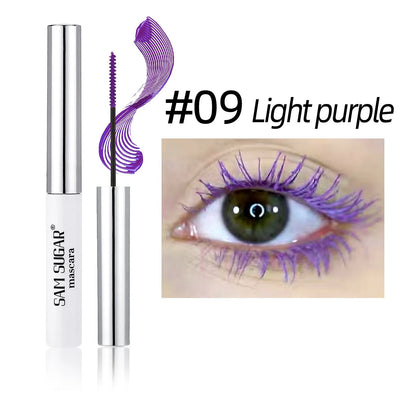 Silkesfibermascara Färgglad Ultrafin Borste Förlänger Ögonfransar Vattentät Varaktig Snabbtorkande Grön Rosa Böjande Mascara Makeup