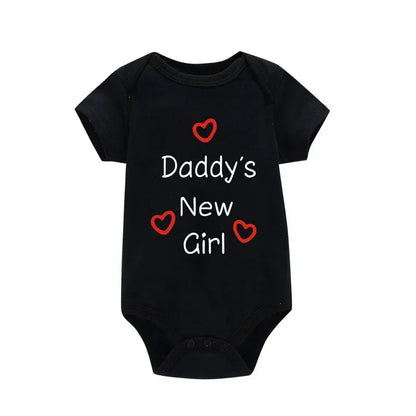 Söt pappas nya flicka tryck nyfödd babyflicka jumpsuit sommar mjuk kortärmad body bomull onesie