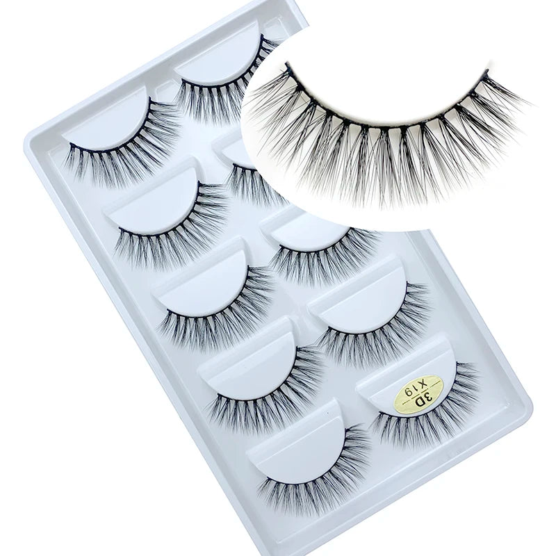 LTWEGO 5 par ögonfransar naturliga långa 3D minkfransar fluffiga volym mink lösögonfransar djurfria slingor makeup cilios