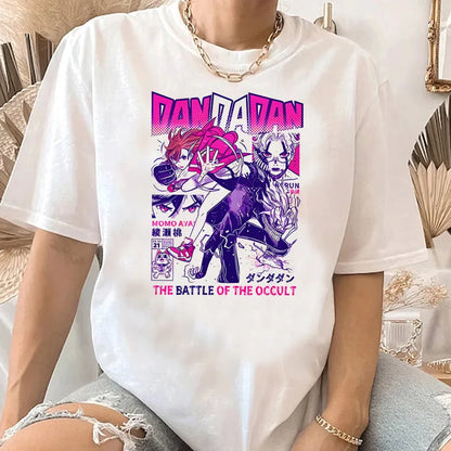 Dandadan t-shirt för kvinnor Trendig pastellfärgad klassisk 80-tals koreansk kläder Andningsbar t-shirt anime Popkultur kawaii Andningsbar