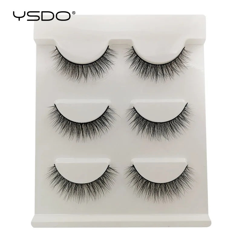YSDO Fox Eye fransar 3/10 par fransar 3D mink naturliga fransar mjuka kattögonfransar förlängning fluffiga fransar smink halva ögonfransar