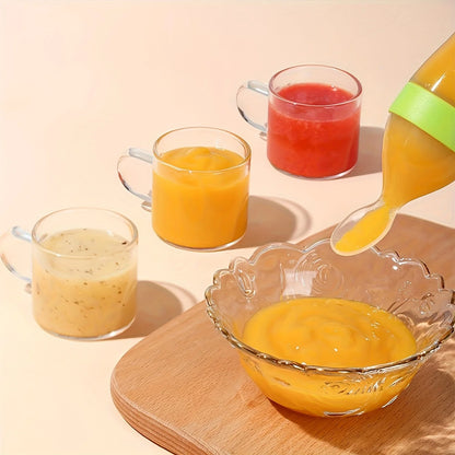 4-delars matningsset för baby, nappflaska med sugkopp, risflingor, grönsaks- och fruktmatare, två nätpåsar (S L)