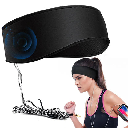 Sporthörlurar 3,5 mm trådanslutna stereo musikhuvudband andningsbara sömnögonmask mjuka hörlurar för mobiltelefon PC födelsedagspresenter
