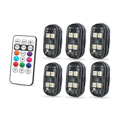 2/4 st trådlösa LED-stroboskopljus bildekor atmosfärsljus, 8 färger uppladdningsbara LED-lampor antikollisions-LED-varningslampa