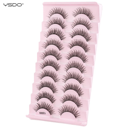 YSDO Halvögonfransar 3/10 par Naturliga Hela Lösögonfransar 3D-Fransar Kattögonfransar Lösögonfransförlängning Faux Cils Makeupverktyg