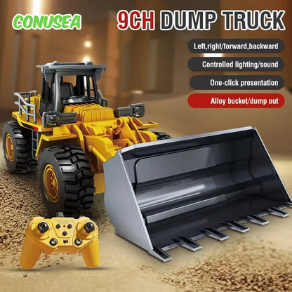 RC Grävmaskin Fjärrstyrd Lastbil Dumper Bil 9-kanals Legeringsteknikfordon Barnleksaker för Pojkar Barn Födelsedagspresenter