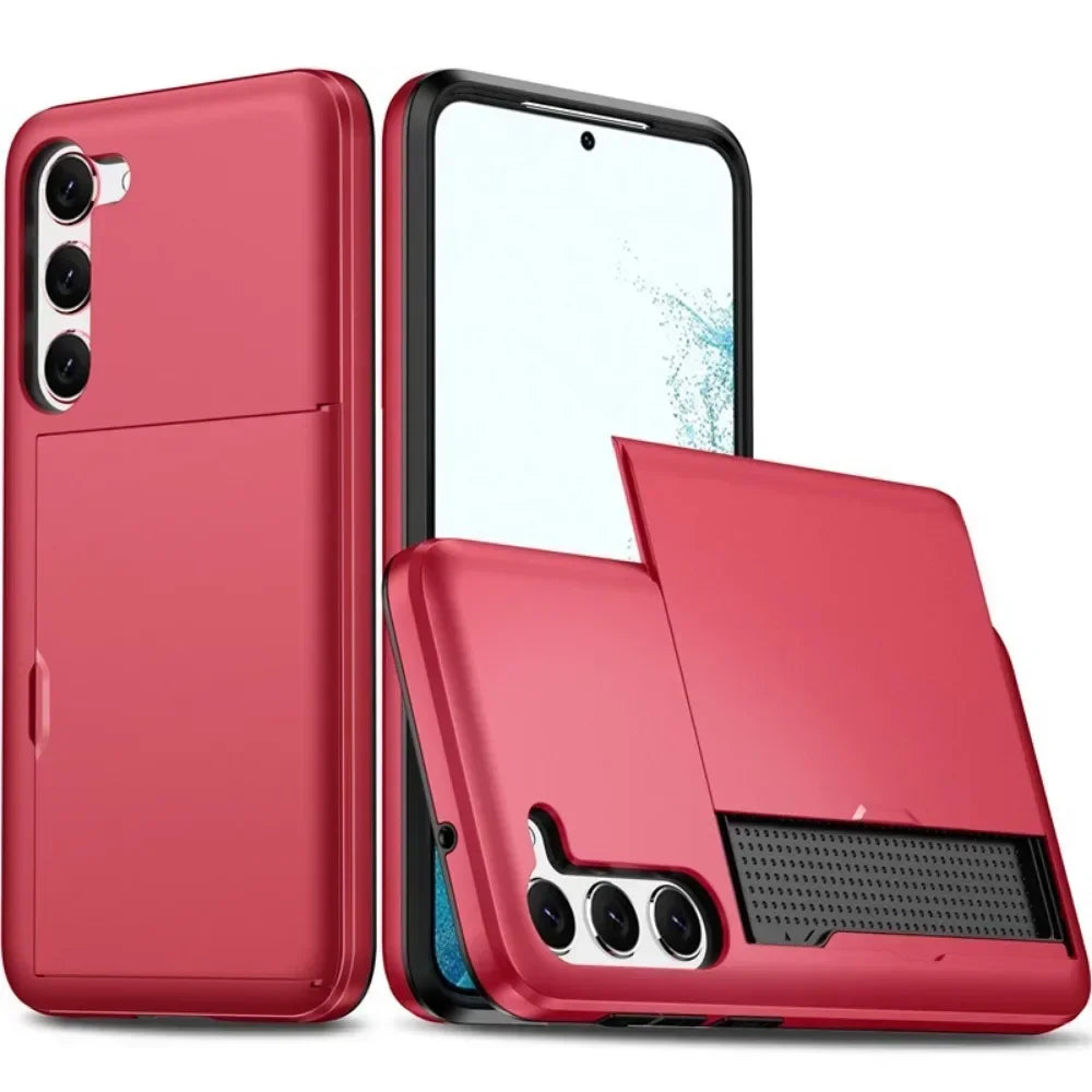 Fodral för Samsung Galaxy S26 S25 S24 S23 S22 Ultra Plus FE A57 A37 A56 A36 Korthållare Stötsäkert Plånboksfodral
