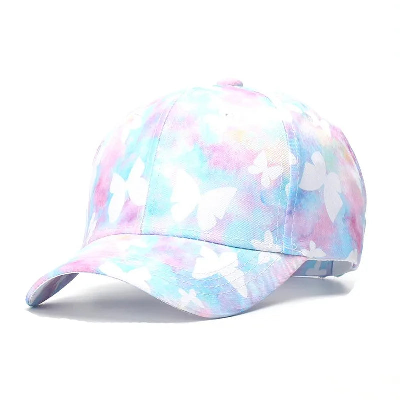 Sommar Barn Basebollkeps Mode Tie-dye Tryck Snapback Hatt För Barn Flickor Utomhus Streetwear Justerbar Ankplös Keps