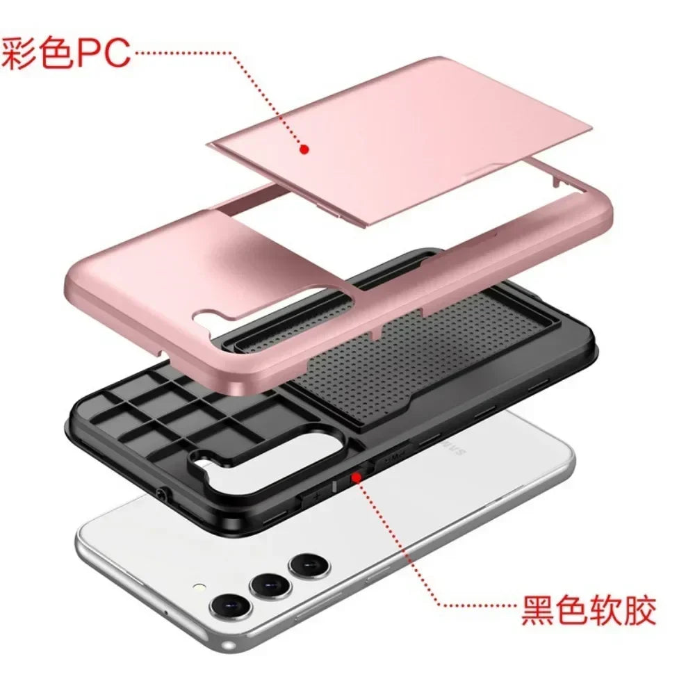 Fodral för Samsung Galaxy S26 S25 S24 S23 S22 Ultra Plus FE A57 A37 A56 A36 Korthållare Stötsäkert Plånboksfodral