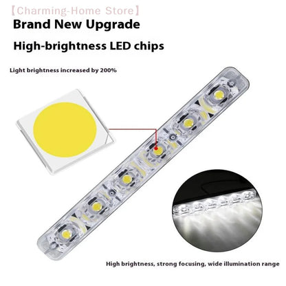 【M】2 st universella varselljus DC 12V 1.5W DRL 6 lysdioder bilstyling bilvarselljus bil dagsljus LED-lampa