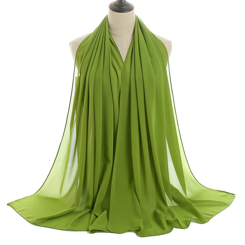 Ramadan Islamisk Instant Bubble Chiffong Sjal Halsduk Dam Huvudbonad Kvinnor Hijabs Halsdukar Bufandas Muslimsk Slöja Hijab Snood 180*70cm