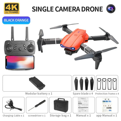 Mini Hopfällbar RC Quadcopter E99 K3 Pro - Flygdrönare med Dubbelkamera, 4K HD, Hold-läge och LED-lampor | Wi-Fi-fjärrkontrollleksak