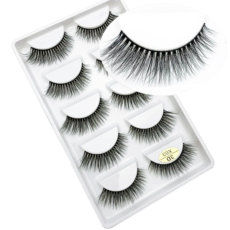 LTWEGO 5 par ögonfransar naturliga långa 3D minkfransar fluffiga volym mink lösögonfransar djurfria slingor makeup cilios