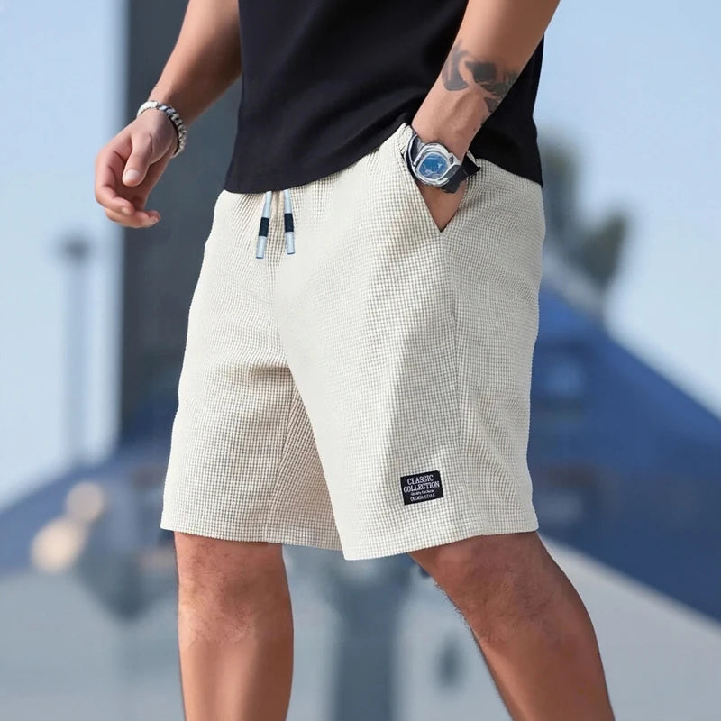 Herrshorts, Herrfritidsbyxor, Herrstrandshorts, Herrsportshorts, Nytt mode med texturerat tyg, Andningsbara byxor, Lämpliga för både vardagskläder och sport