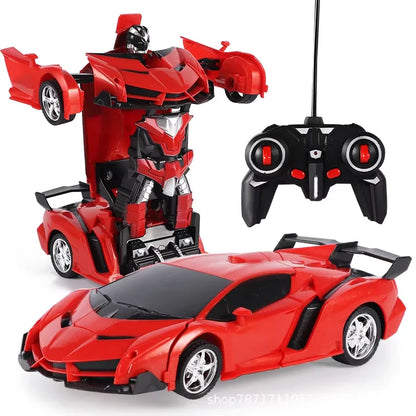 2IN1 Elektrisk RC-bil Transformationsrobotar Enknappsdeformationsbil Utomhus Fjärrkontroll Sportbilsmodell Barn Pojkar Leksaker