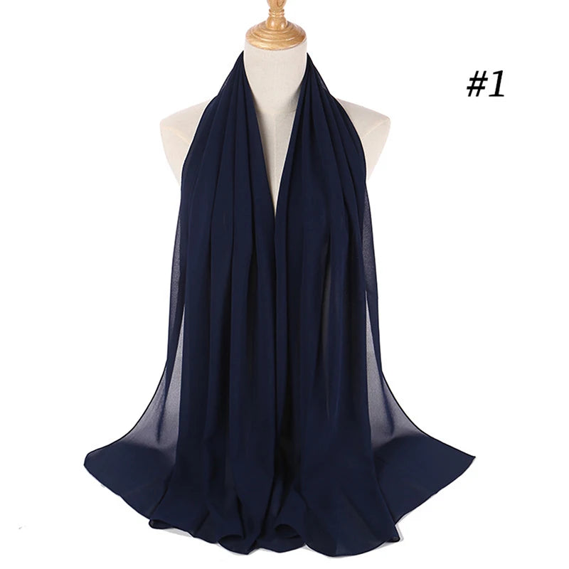 Muslimsk chiffong hijab kvinnor bubbelchiffong halsduk för kvinnor damer slöja muslimsk islam enfärgad malaysisk muslimsk wrap halsdukar
