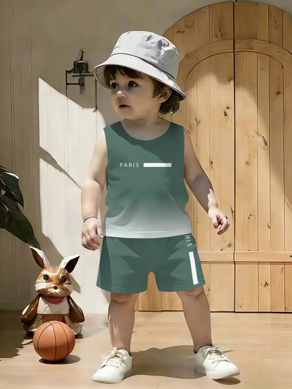 Children Sets Gradient Print Kids Clothes Boys Girls Vest Suit Summer Children's Clothes Baby Loose Shorts Tank Top Sleeveless ﻿
