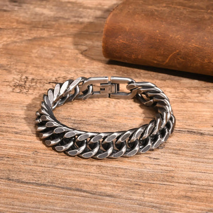 12mm Retro Chunky Kubanska Kedjearmband för Herr, Armband i Rostfritt Stål med Kedjelänk, Vintage Coola Punk Smycken Presenter