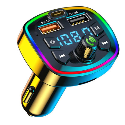 Bil Bluetooth 5.0 FM-sändare Trådlös Adapter Mikrofon Ljudmottagare Bil MP3-spelare 2.1A Dubbel USB Snabbladdare Biltillbehör