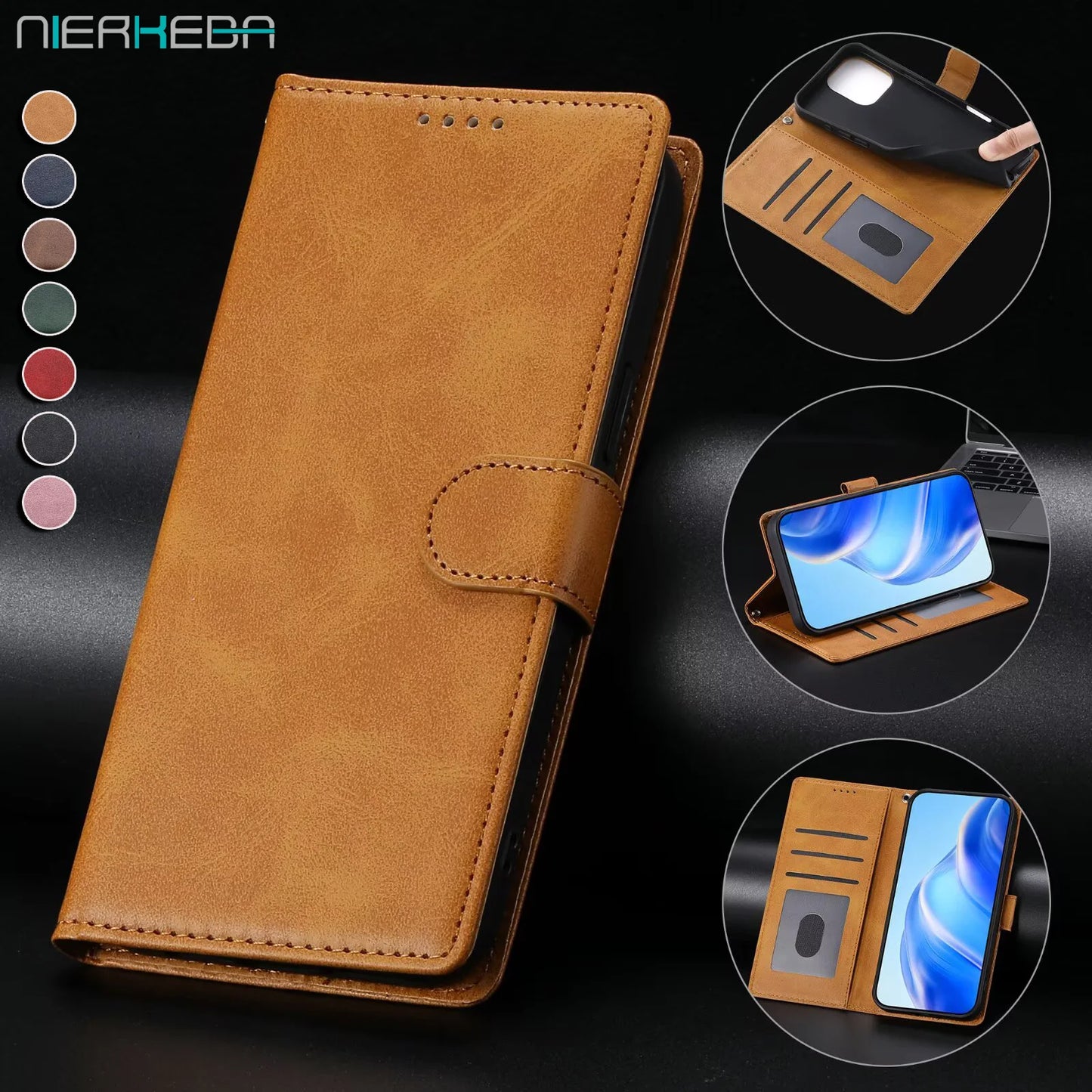 Business Läder Flipfodral för Samsung S25 S26 Ultra S24 FE S23 S22 S21 Plus A17 A37 A57 A36 A56 A16 A26 Korthållare Plånbok Över