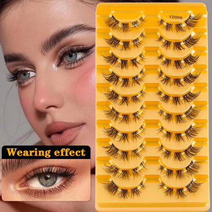 YSDO Halvögonfransar 3/10 par Naturliga Hela Lösögonfransar 3D-Fransar Kattögonfransar Lösögonfransförlängning Faux Cils Makeupverktyg