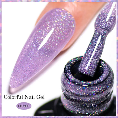 7ml Champagne Guld Silver Reflekterande Nagelgellack Glittrande Skinande Glitter Rosa Röd Nageltillbehör Semi-permanent Gellack