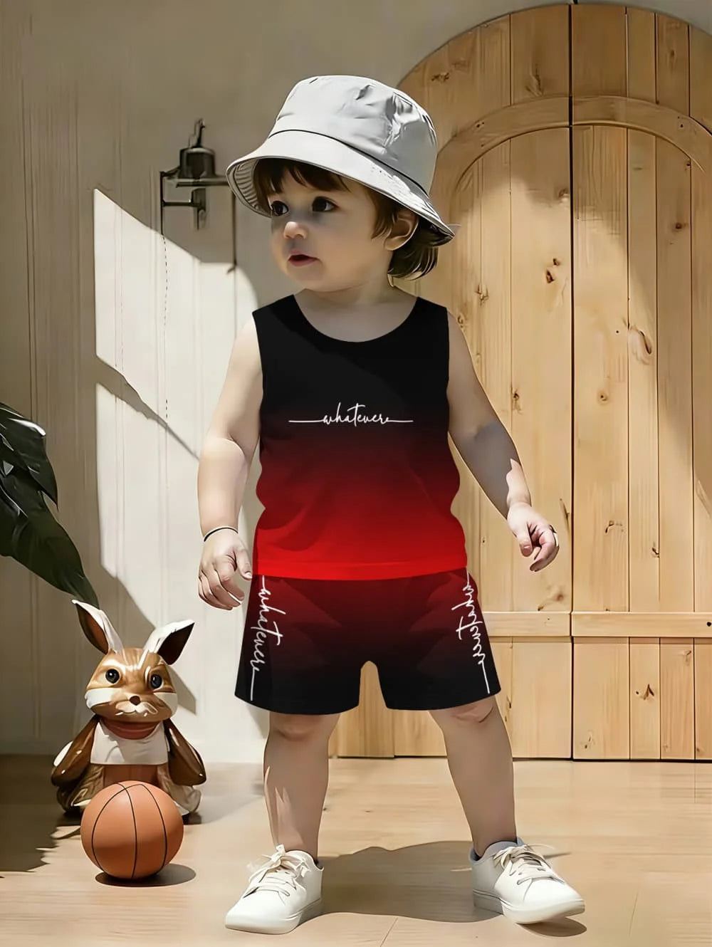 Children Sets Gradient Print Kids Clothes Boys Girls Vest Suit Summer Children's Clothes Baby Loose Shorts Tank Top Sleeveless ﻿
