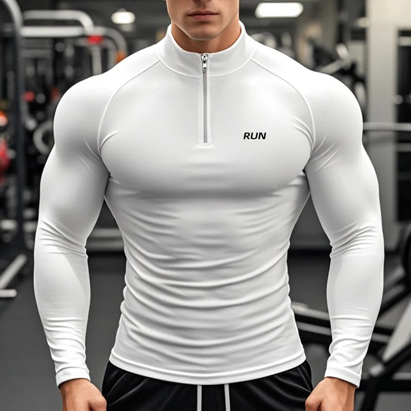 Löpar-T-shirts Herr Kompression Långärmade Sport Polotröjor Träning & Motion Gym Fitness Snabbtorkande Sportkläder