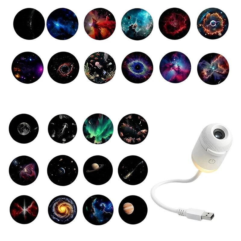 Mini Starry Sky Projektorlampa USB Bärbar Galax Nattlampa För Sovrum Sömn Atmosfär Dekor Gåva