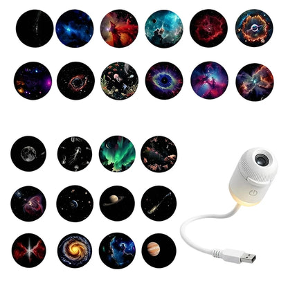 Mini Starry Sky Projektorlampa USB Bärbar Galax Nattlampa För Sovrum Sömn Atmosfär Dekor Gåva