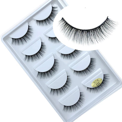 LTWEGO 5 par ögonfransar naturliga långa 3D minkfransar fluffiga volym mink lösögonfransar djurfria slingor makeup cilios