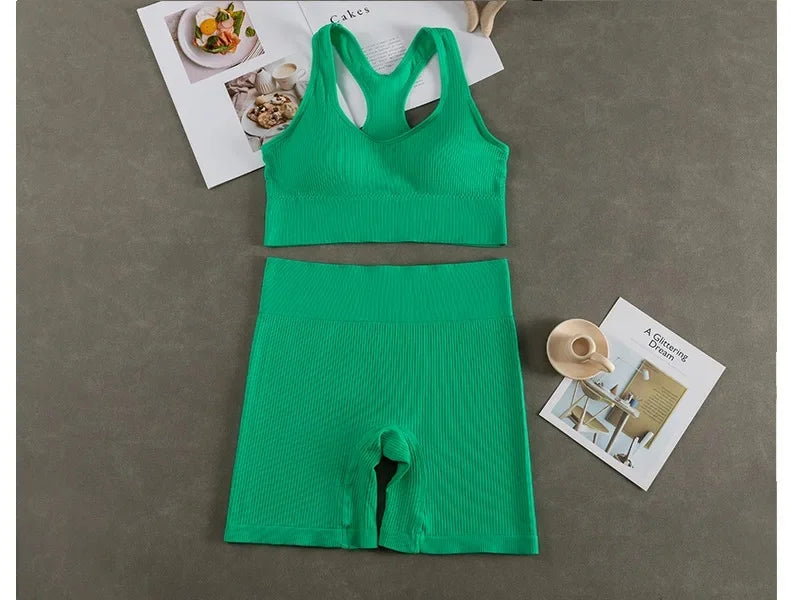 Ny het rea väst yogadräkt damshorts med bröstkudde anti-stöt bantningsdesign sportkläder snabbtorkande bekväm fitness C