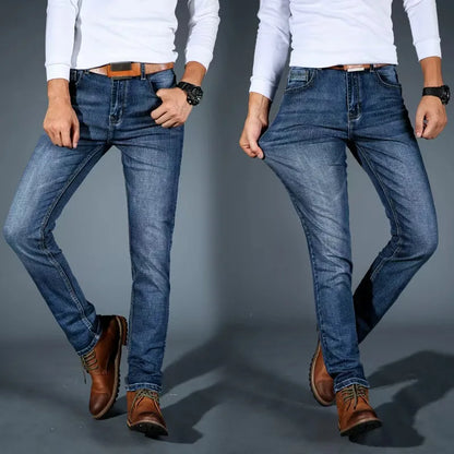 2026 Herr NYA Herrmode Affärsjeans Klassisk Stil Casual Stretch Slim Jeansbyxor Herrmärke Denimbyxor Svart Blå Mig